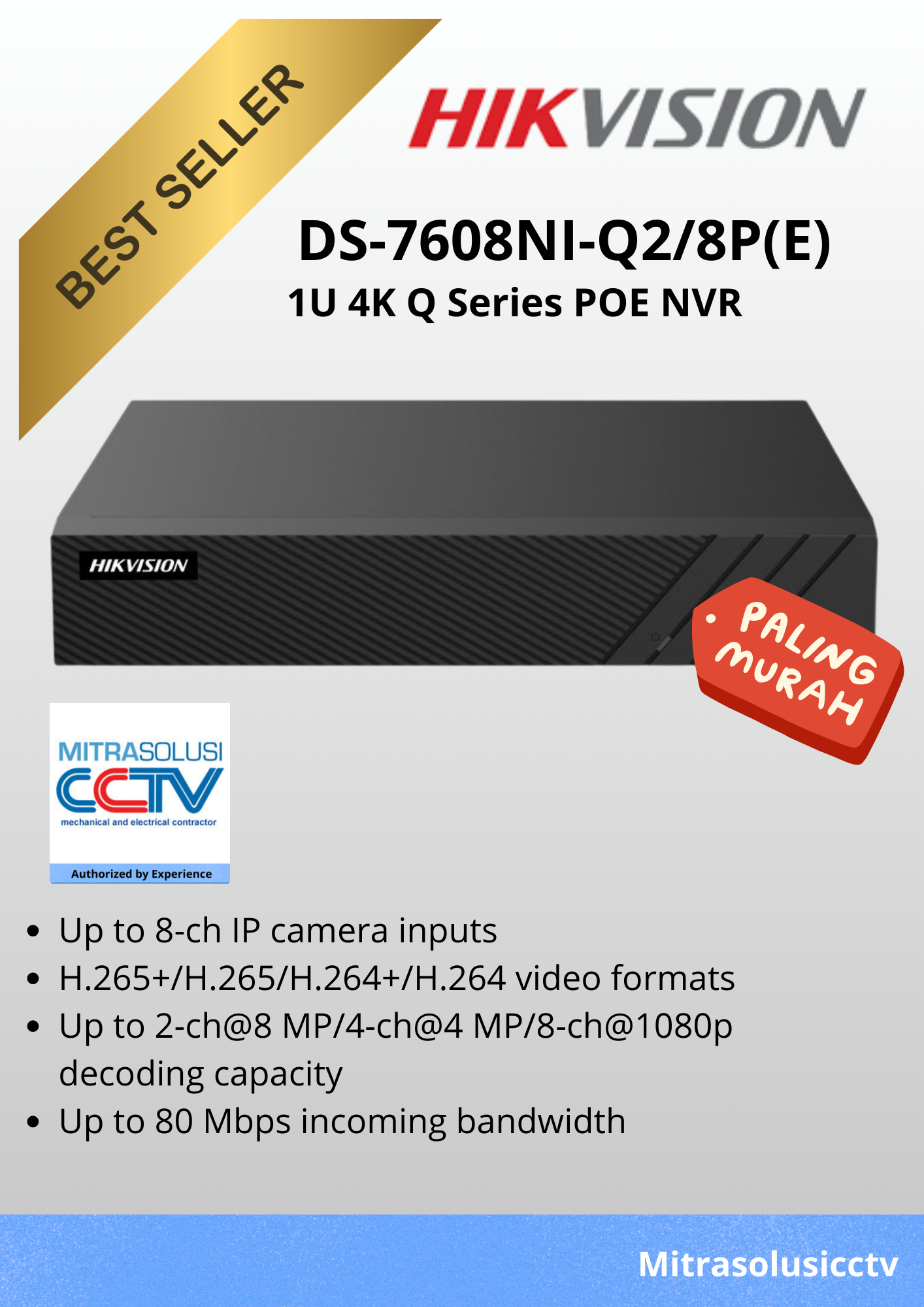NVR Hikvision DS-7608NI-Q2/8P(E)