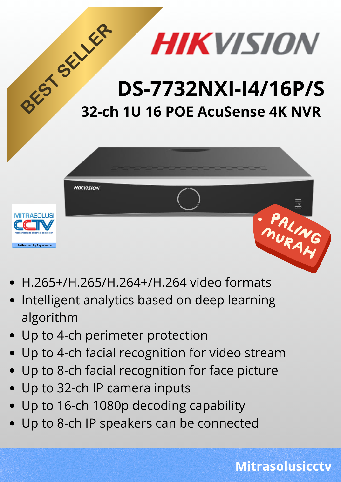 NVR Hikvision DS-7732NXI-I4/16P/S
