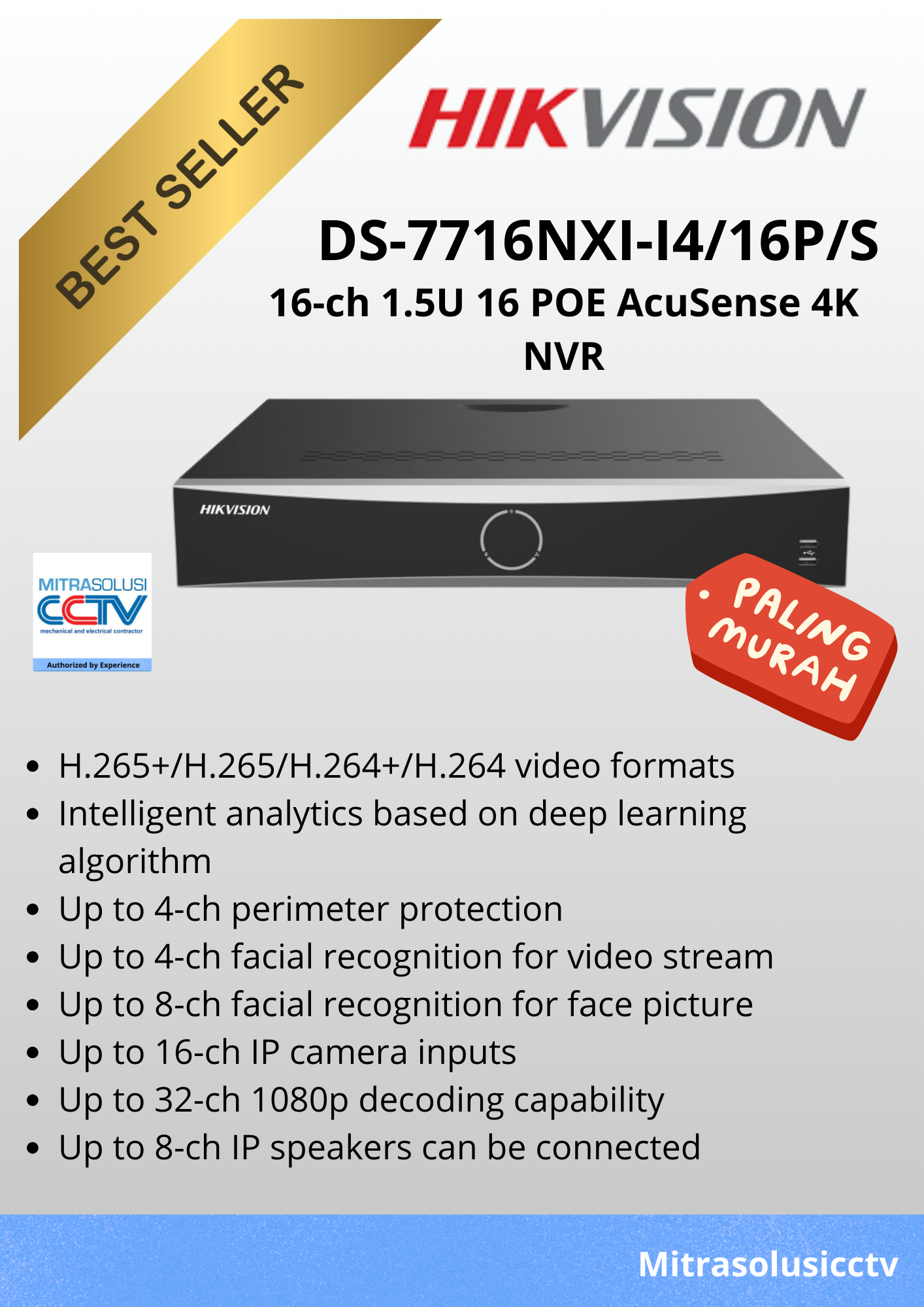 NVR Hikvision DS-7716NXI-I4/16P/S/S