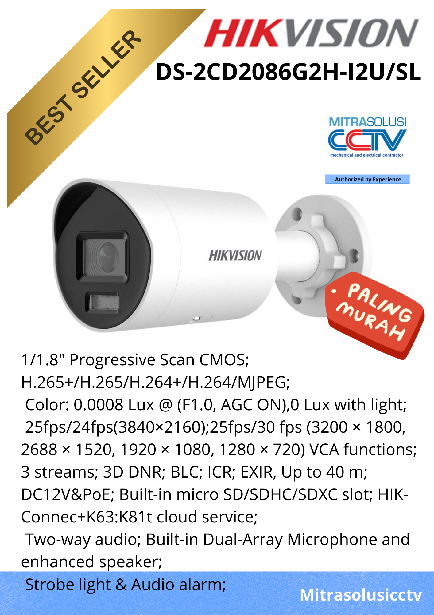 Kamera Outdoor Hikvision DS-2CD2086G2H-I2U/SL